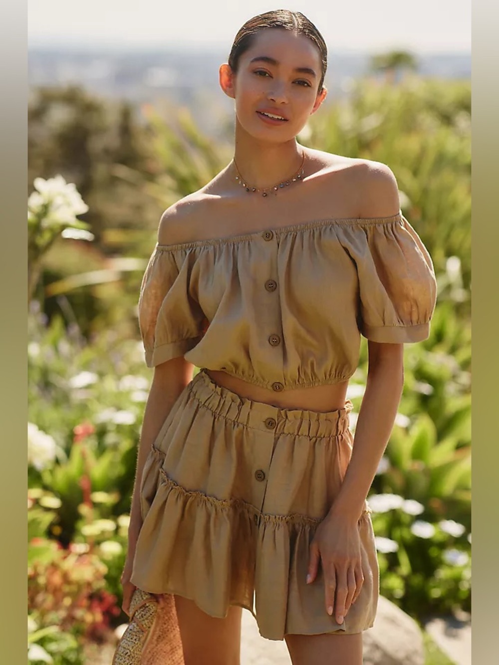 Eberjey 100% Linen Harper top and Nellie Skirt Matching Set